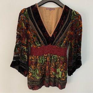 Hale Bob velvet beaded top Med Boho Luxury style